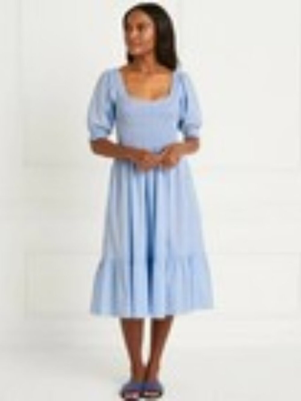 NWOT Hill House Blue & White Hydrangea Gingham 'Louisa' Nap Dress - Size M